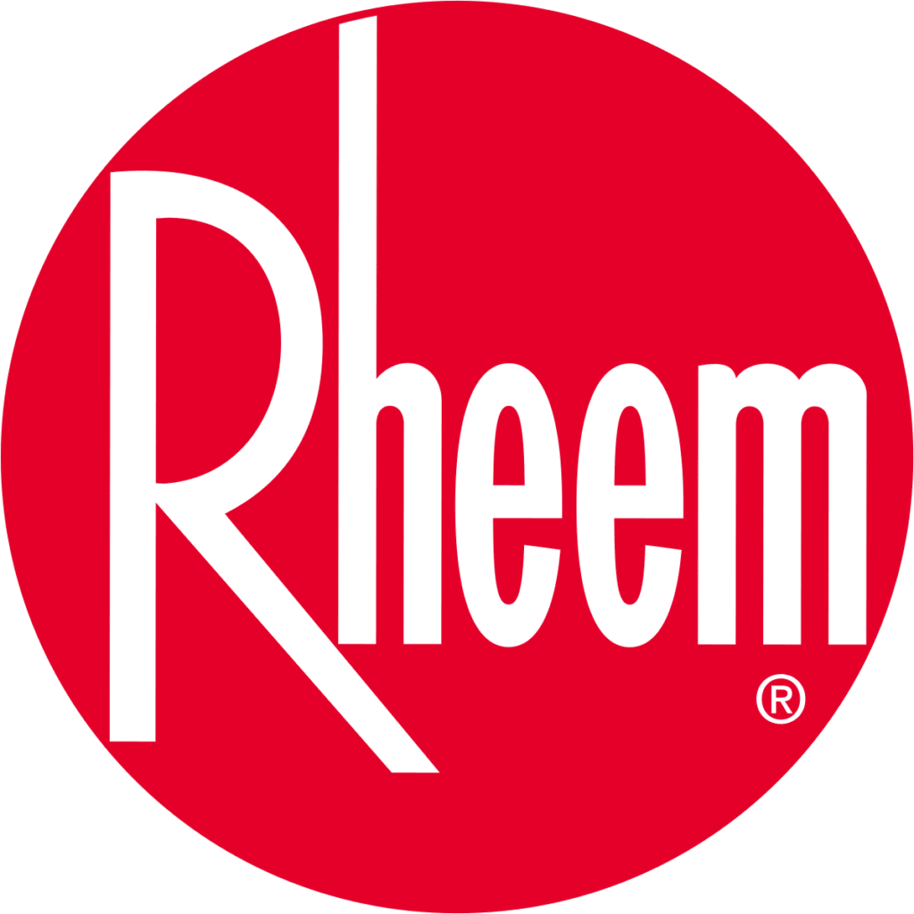 Rheem logo, a leading manufacturer of heating and cooling products offered by Value Heating & Cooling.